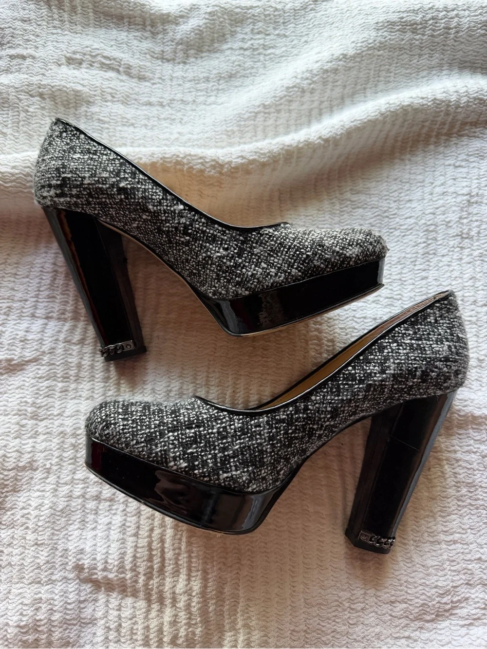 Michael Kors Sabrina Black and White Tweed Platform Pumps